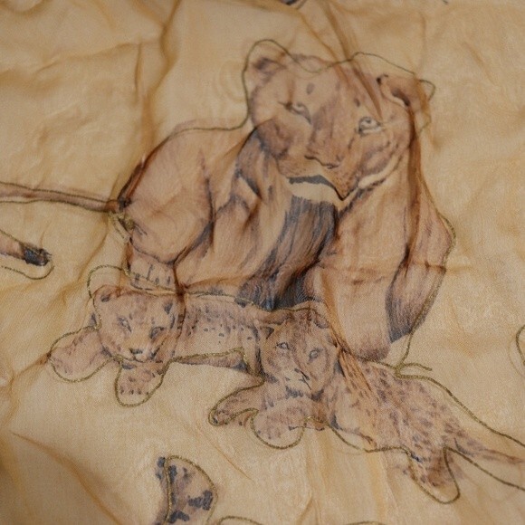 Vintage Lion Leopard Tiger Graphic Sheer Scarf Carol Baskin Tiger King Big Cats - Picture 5 of 7